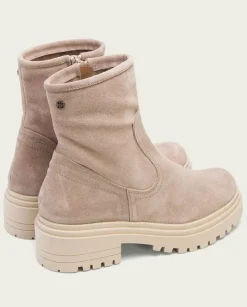 PORRONET Botines Mujer|Botines Planos Arena Con Cremallera Sharon