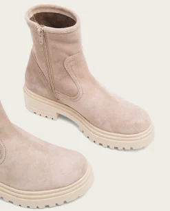 PORRONET Botines Mujer|Botines Planos Arena Con Cremallera Sharon
