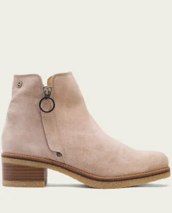 PORRONET Botines Mujer|Botines Planos Arena Con Cremallera Poppy