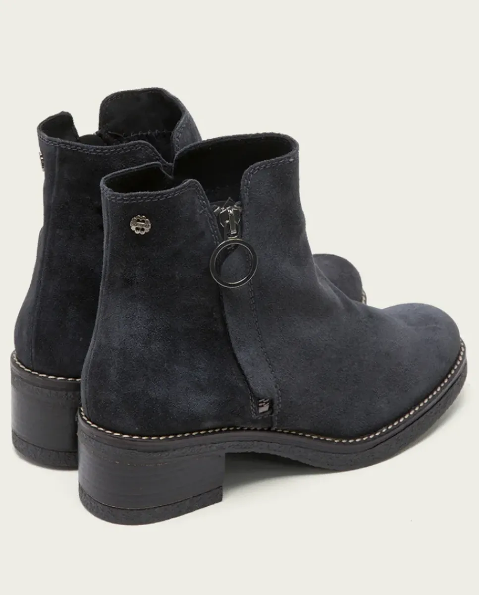 PORRONET Botines Mujer|Botines Planos Carbon Con Cremallera Poppy