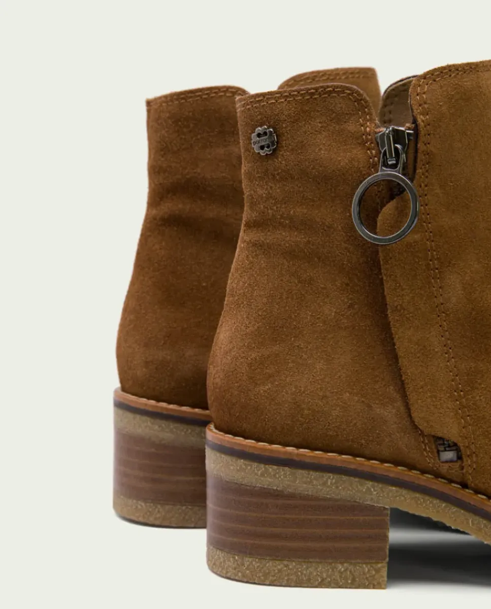 PORRONET Botines Mujer|Botines Planos Cuero Con Cremallera Poppy