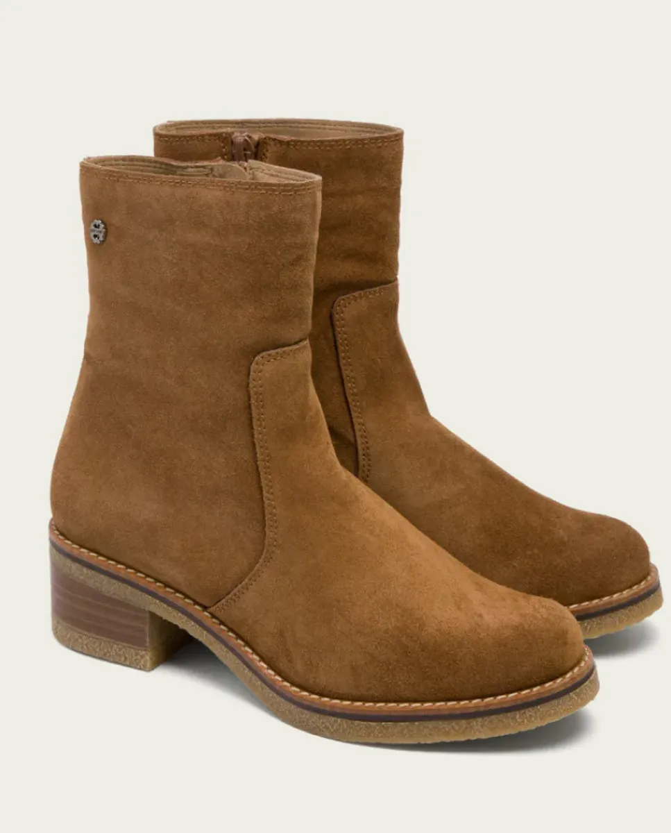 PORRONET Botines Mujer|Botines Planos Cuero Con Cremallera Palma