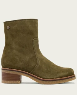PORRONET Botines Mujer|Botines Planos Kaki Con Cremallera Palma