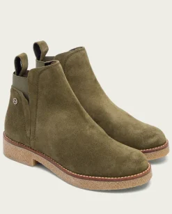 PORRONET Botines Mujer|Botines Planos Kaki Con Elasticos Valentina
