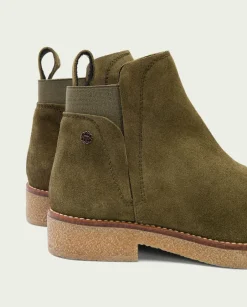 PORRONET Botines Mujer|Botines Planos Kaki Con Elasticos Valentina