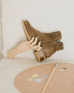 PORRONET Botines Mujer|Botines Planos Moka Con Cremallera Poppy