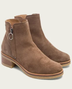 PORRONET Botines Mujer|Botines Planos Moka Con Cremallera Poppy