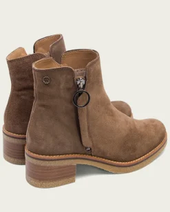 PORRONET Botines Mujer|Botines Planos Moka Con Cremallera Poppy