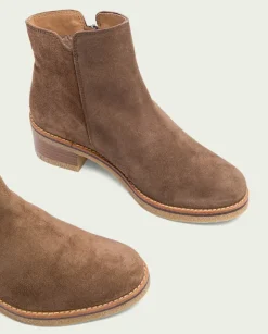 PORRONET Botines Mujer|Botines Planos Moka Con Cremallera Poppy