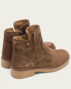 PORRONET Botines Mujer|Botines Planos Moka Con Cremallera Valerie