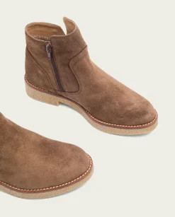 PORRONET Botines Mujer|Botines Planos Moka Con Cremallera Valerie