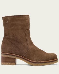 PORRONET Botines Mujer|Botines Planos Moka Con Cremallera Palma