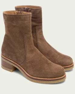PORRONET Botines Mujer|Botines Planos Moka Con Cremallera Palma