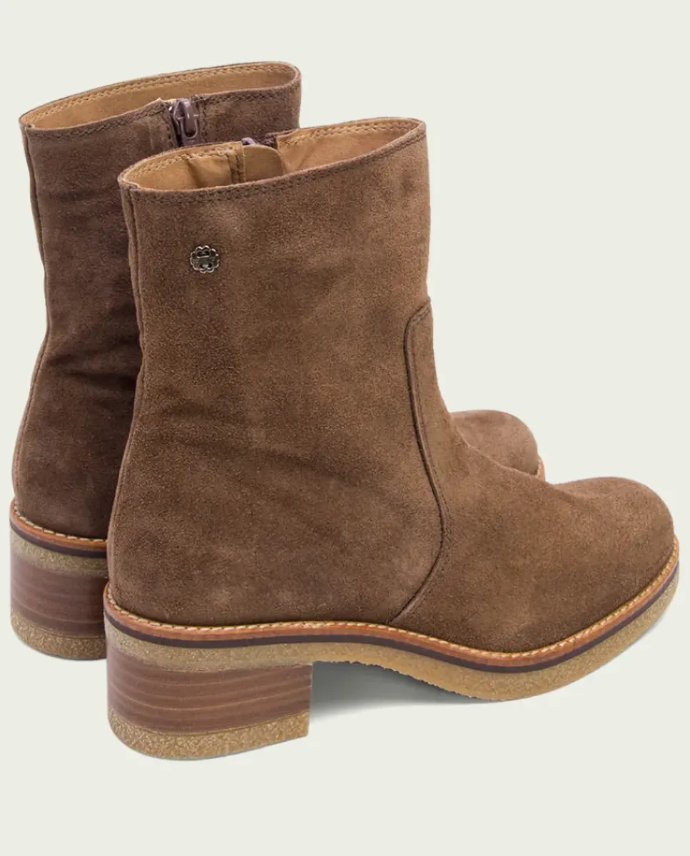 PORRONET Botines Mujer|Botines Planos Moka Con Cremallera Palma