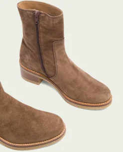 PORRONET Botines Mujer|Botines Planos Moka Con Cremallera Palma