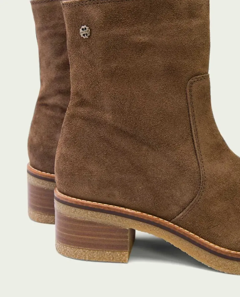PORRONET Botines Mujer|Botines Planos Moka Con Cremallera Palma