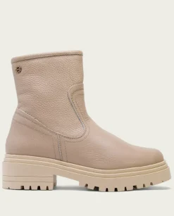 PORRONET Botines Mujer|Botines Planos Taupe Con Cremallera Shani