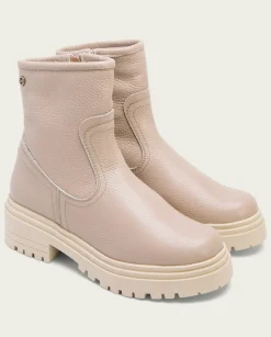 PORRONET Botines Mujer|Botines Planos Taupe Con Cremallera Shani