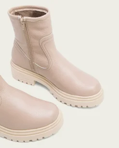 PORRONET Botines Mujer|Botines Planos Taupe Con Cremallera Shani