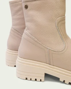 PORRONET Botines Mujer|Botines Planos Taupe Con Cremallera Shani