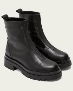 PORRONET Botines Mujer|Botines Planos Track Negros Con Cremallera Denisse