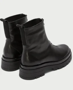 PORRONET Botines Mujer|Botines Planos Track Negros Con Cremallera Denisse