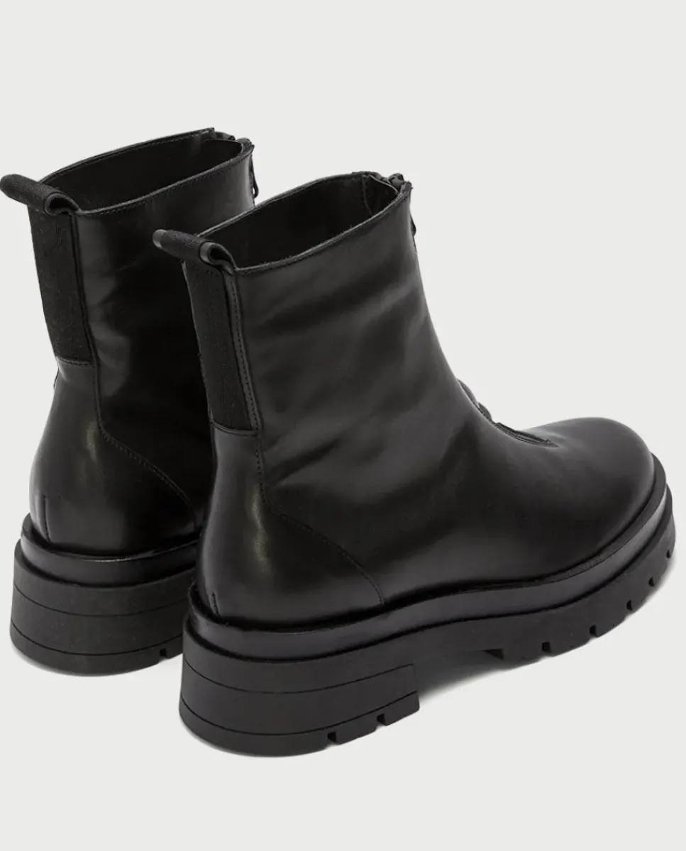 PORRONET Botines Mujer|Botines Planos Track Negros Con Cremallera Denisse