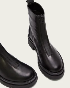 PORRONET Botines Mujer|Botines Planos Track Negros Con Cremallera Denisse