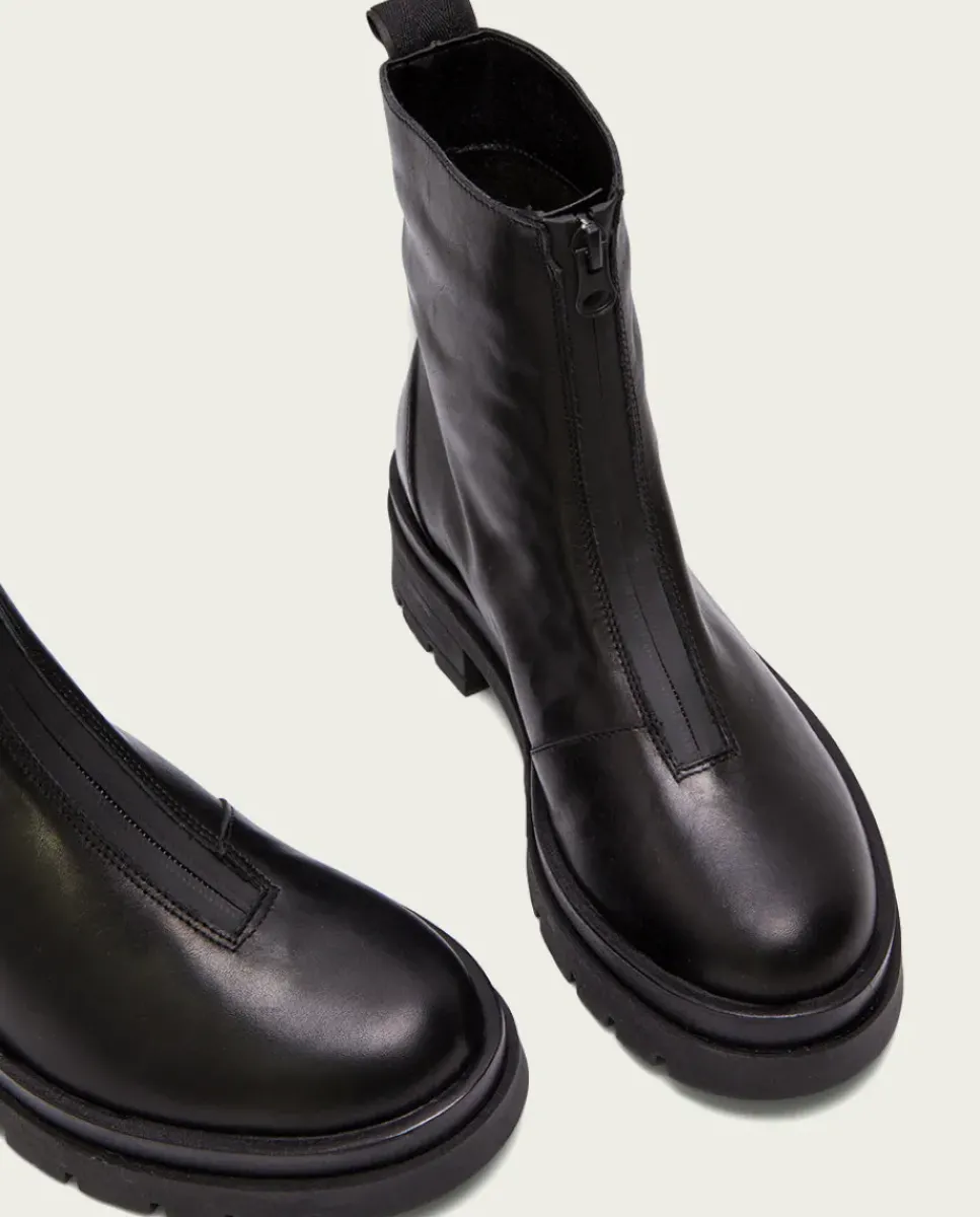 PORRONET Botines Mujer|Botines Planos Track Negros Con Cremallera Denisse