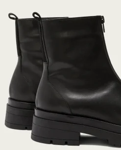 PORRONET Botines Mujer|Botines Planos Track Negros Con Cremallera Denisse