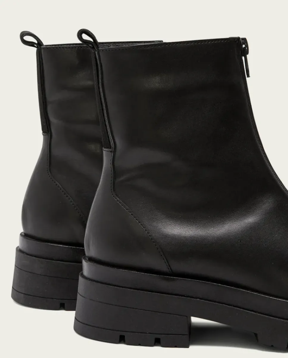 PORRONET Botines Mujer|Botines Planos Track Negros Con Cremallera Denisse