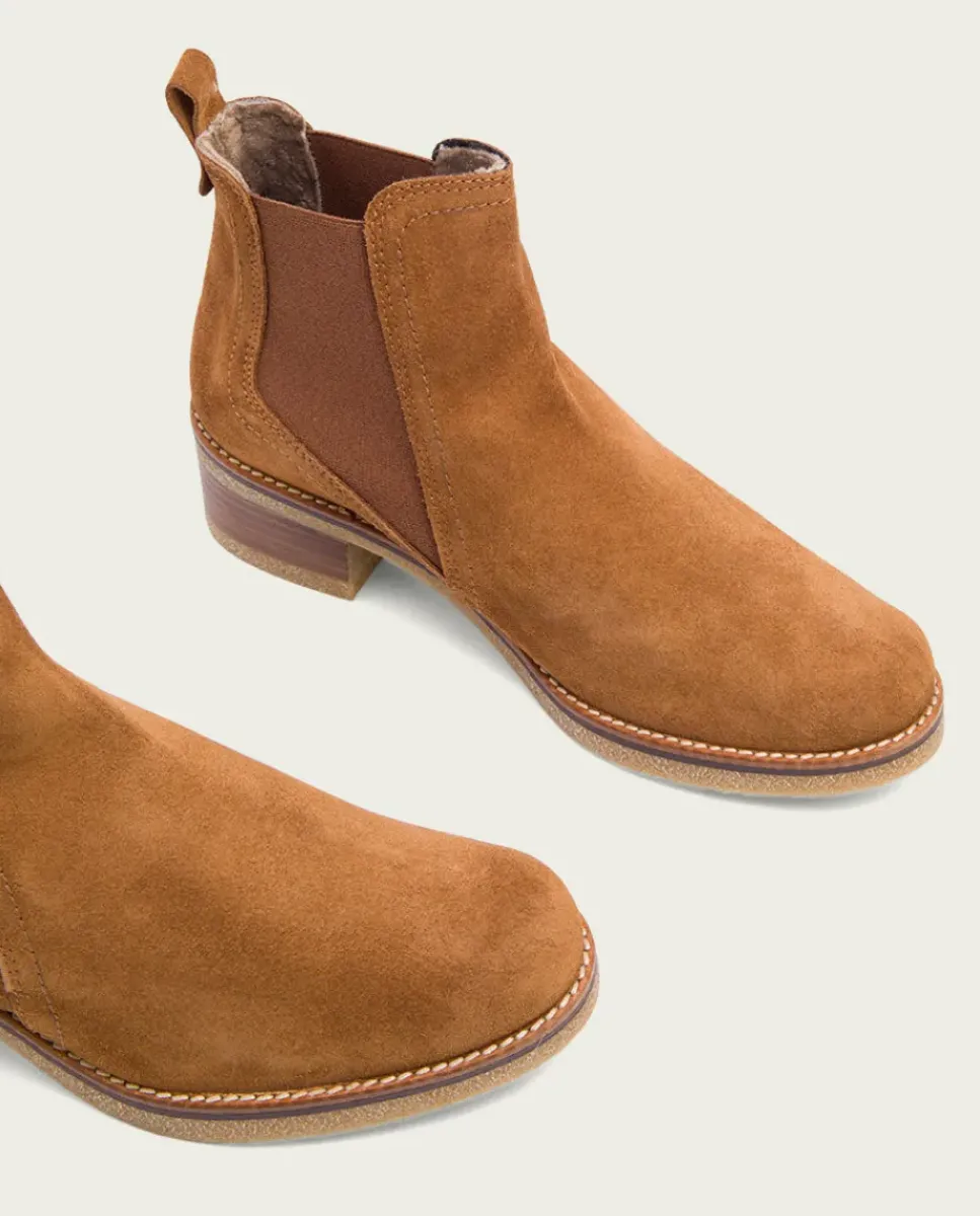 PORRONET Botines Mujer|Botines Serraje Cuero Con Elasticos Pau