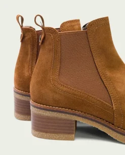 PORRONET Botines Mujer|Botines Serraje Cuero Con Elasticos Pau