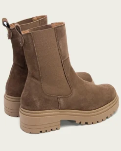 PORRONET Botines Mujer|Botines Serraje Moka Con Elasticos Sibila