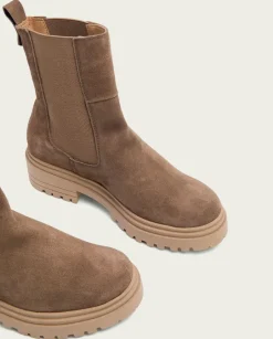 PORRONET Botines Mujer|Botines Serraje Moka Con Elasticos Sibila