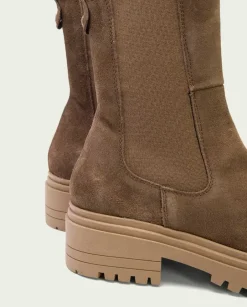 PORRONET Botines Mujer|Botines Serraje Moka Con Elasticos Sibila