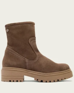 PORRONET Botines Mujer|Botines Serraje Moka Con Cremallera Sharon