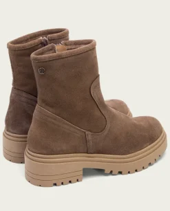 PORRONET Botines Mujer|Botines Serraje Moka Con Cremallera Sharon