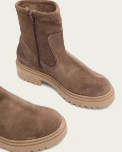 PORRONET Botines Mujer|Botines Serraje Moka Con Cremallera Sharon