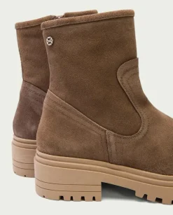 PORRONET Botines Mujer|Botines Serraje Moka Con Cremallera Sharon
