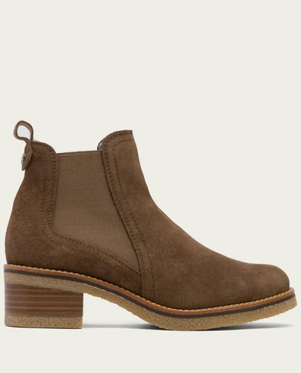 PORRONET Botines Mujer|Botines Serraje Moka Con Elasticos Pau