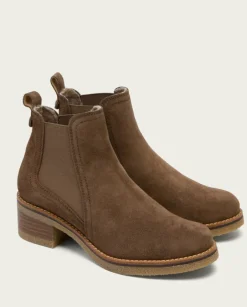 PORRONET Botines Mujer|Botines Serraje Moka Con Elasticos Pau
