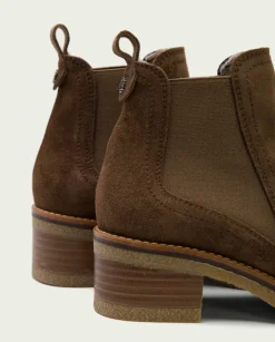 PORRONET Botines Mujer|Botines Serraje Moka Con Elasticos Pau