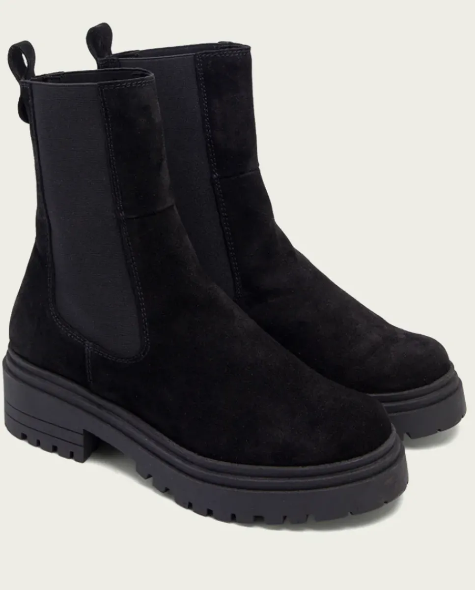 PORRONET Botines Mujer|Botines Serraje Negros Con Elasticos Sibila