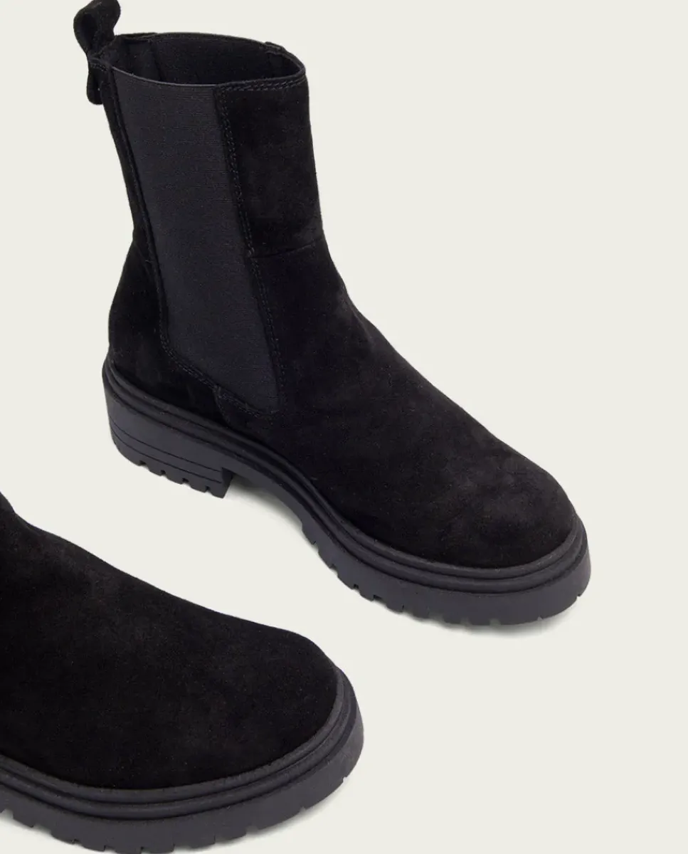 PORRONET Botines Mujer|Botines Serraje Negros Con Elasticos Sibila