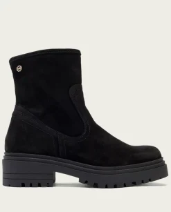 PORRONET Botines Mujer|Botines Serraje Negros Con Cremallera Sharon
