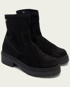 PORRONET Botines Mujer|Botines Serraje Negros Con Cremallera Sharon