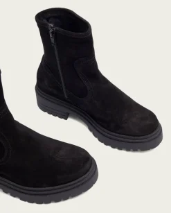 PORRONET Botines Mujer|Botines Serraje Negros Con Cremallera Sharon