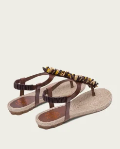 PORRONET Sandalias Planas|Martia Piel Yute Moka