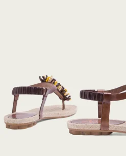 PORRONET Sandalias Planas|Martia Piel Yute Moka